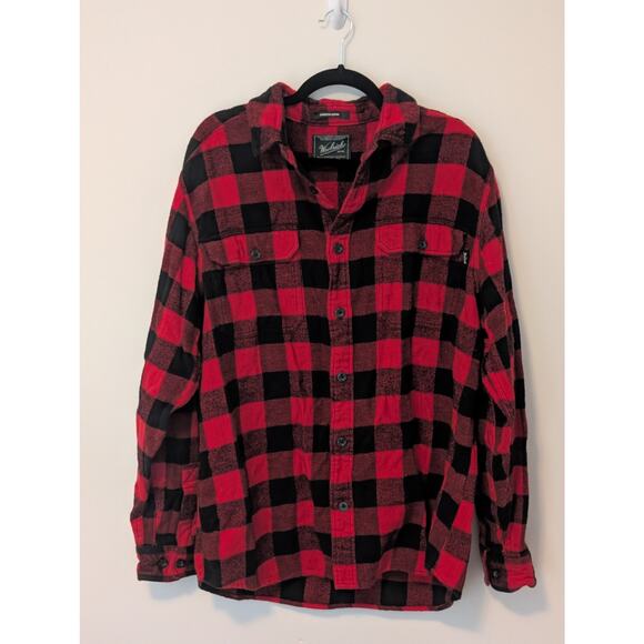 Woolrich Vintage (00's) Y2K Oxbow Bend Cotton Red Black Checkered Flannel Mens L - Picture 1 of 7